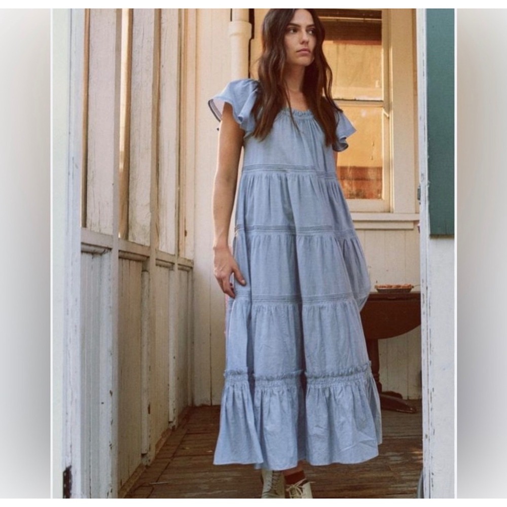 TheGreat. Nightingale Chambray Maxi Dress Size 1/Small
